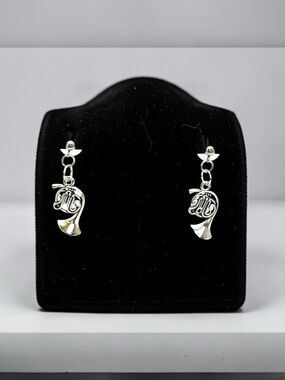 French Horn Silver Earrings